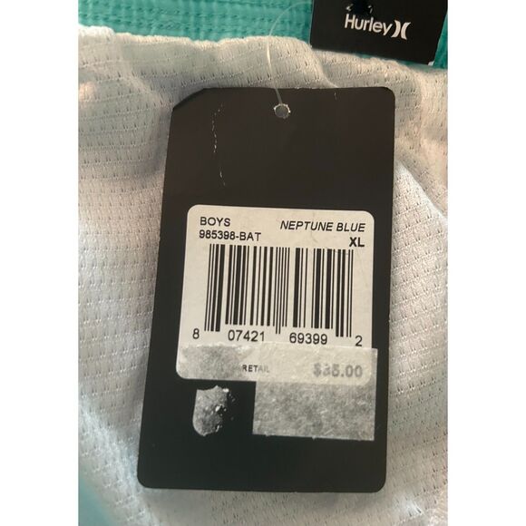 New Hurley Boys Parrot Floral Swim Trunks Blue Boardshorts Swim Shorts XL - Picture 8 of 8